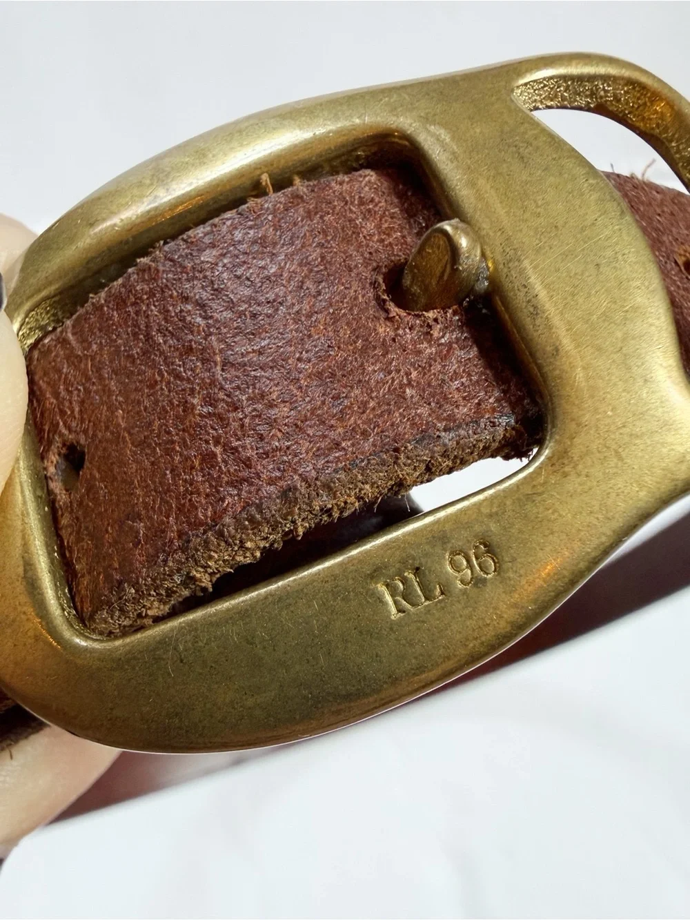Vintage 1996 Ralph Lauren Equestrian Saddle Leather And Brass belt Size M